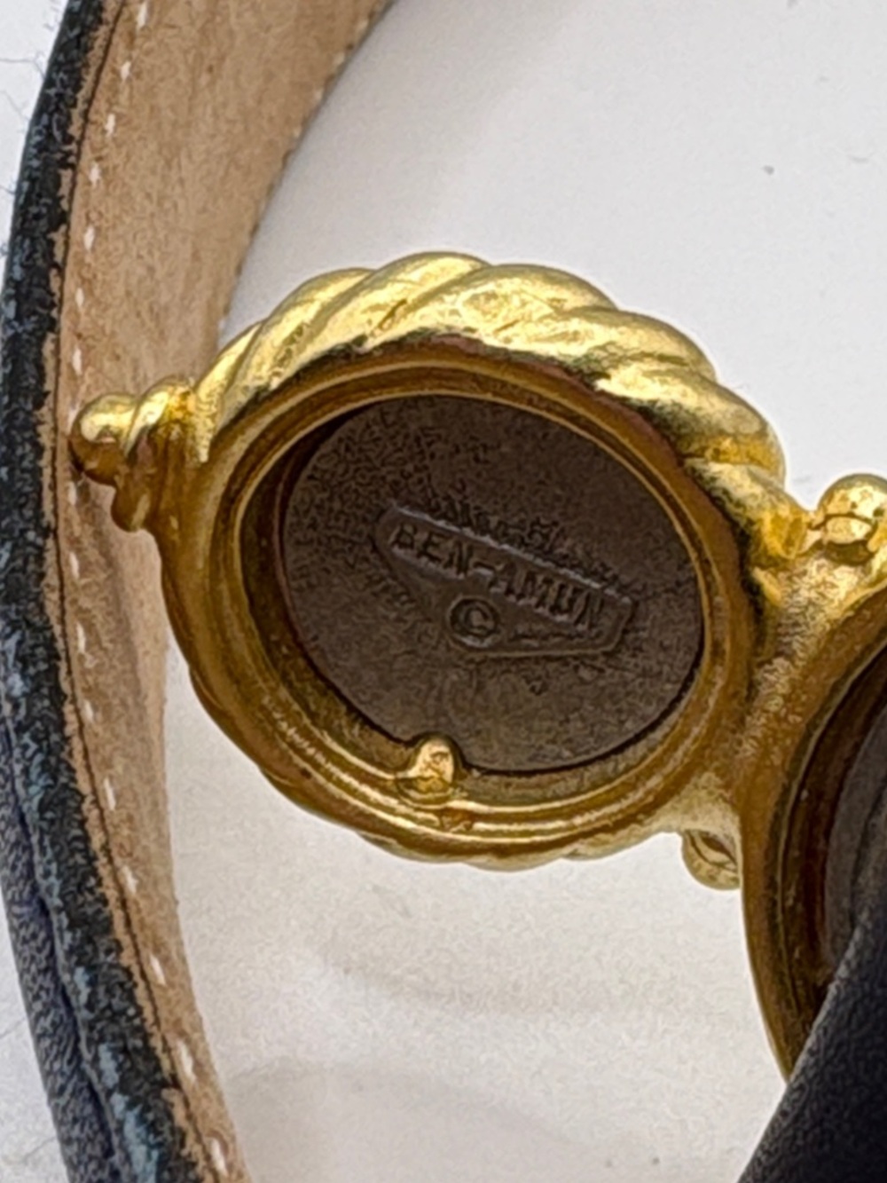 Ben-Amun Black Leather Belt with Roman Emperor Hadrian Gold Coin-Style Buckle M - Picture 7 of 10